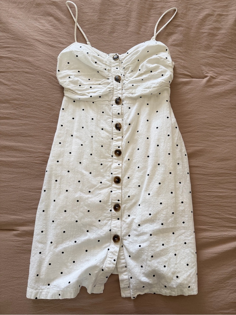 White Polka Dot Button-Front Sundress